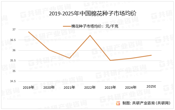 2019-2025年中国棉花种子市场均价