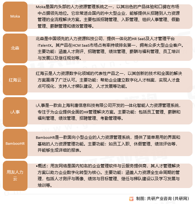 人才管理软件主要企业概况