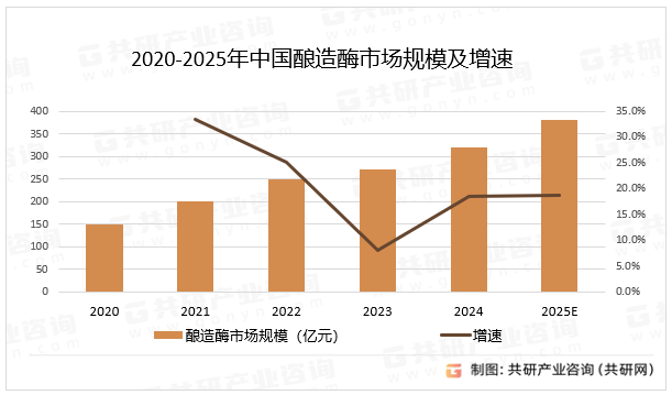 2020-2025年中国酿造酶市场规模及增速