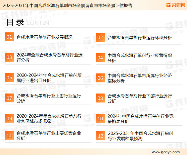 为确保合成水滑石单剂行业数据精准性以及内容的可参考价值，共研产业研究院团队通过上市公司年报、厂家调研、经销商座谈、专家验证等多渠道开展数据采集工作，并运用共研自主建立的产业分析模型，结合市场、行业和厂商进行深度剖析，能够反映当前市场现状、热点、动态及未来趋势，使从业者能够从多种维度、多个侧面综合了解当前合成水滑石单剂行业的发展态势。