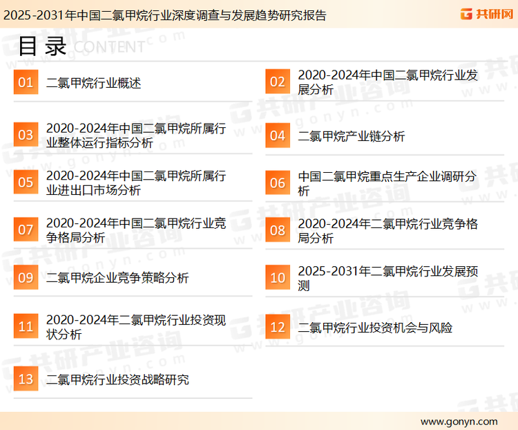 为确保二氯甲烷行业数据精准性以及内容的可参考价值，共研产业研究院团队通过上市公司年报、厂家调研、经销商座谈、专家验证等多渠道开展数据采集工作，并运用共研自主建立的产业分析模型，结合市场、行业和厂商进行深度剖析，能够反映当前市场现状、热点、动态及未来趋势，使从业者能够从多种维度、多个侧面综合了解当前二氯甲烷行业的发展态势。