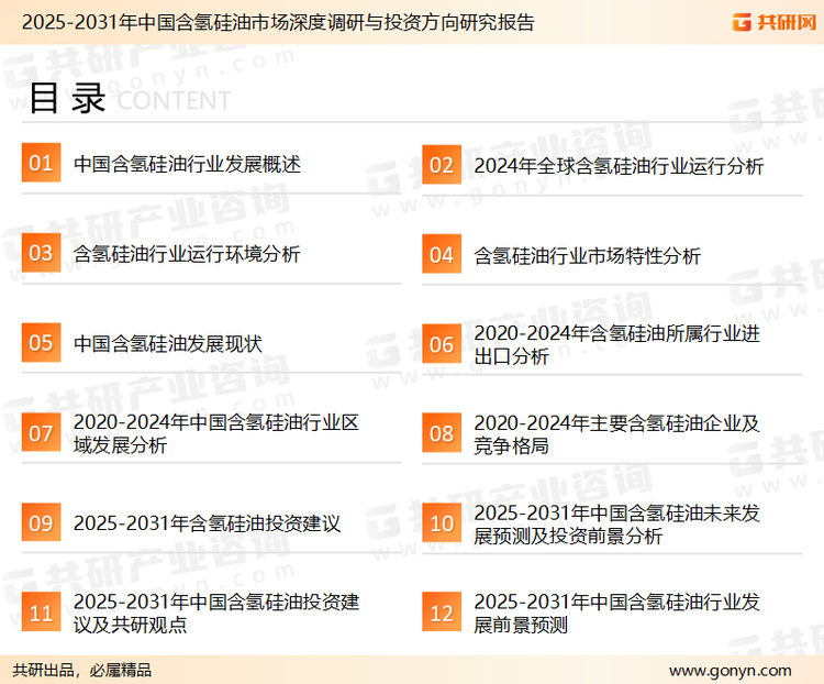 为确保含氢硅油行业数据精准性以及内容的可参考价值，共研产业研究院团队通过上市公司年报、厂家调研、经销商座谈、专家验证等多渠道开展数据采集工作，并运用共研自主建立的产业分析模型，结合市场、行业和厂商进行深度剖析，能够反映当前市场现状、热点、动态及未来趋势，使从业者能够从多种维度、多个侧面综合了解当前含氢硅油行业的发展态势。