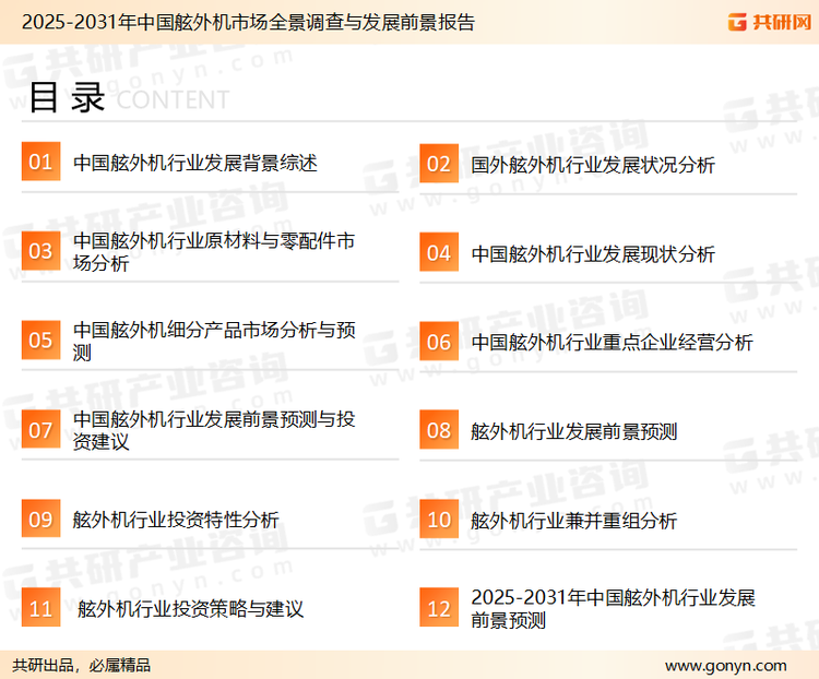 为确保舷外机行业数据精准性以及内容的可参考价值，共研产业研究院团队通过上市公司年报、厂家调研、经销商座谈、专家验证等多渠道开展数据采集工作，并运用共研自主建立的产业分析模型，结合市场、行业和厂商进行深度剖析，能够反映当前市场现状、热点、动态及未来趋势，使从业者能够从多种维度、多个侧面综合了解当前舷外机行业的发展态势。