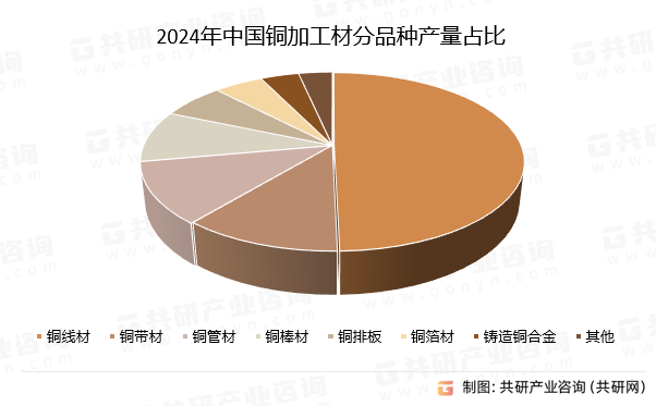 2024年中国铜加工材分品种产量占比