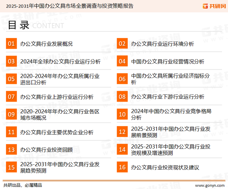 为确保办公文具行业数据精准性以及内容的可参考价值，共研产业研究院团队通过上市公司年报、厂家调研、经销商座谈、专家验证等多渠道开展数据采集工作，并运用共研自主建立的产业分析模型，结合市场、行业和厂商进行深度剖析，能够反映当前市场现状、热点、动态及未来趋势，使从业者能够从多种维度、多个侧面综合了解当前办公文具行业的发展态势。