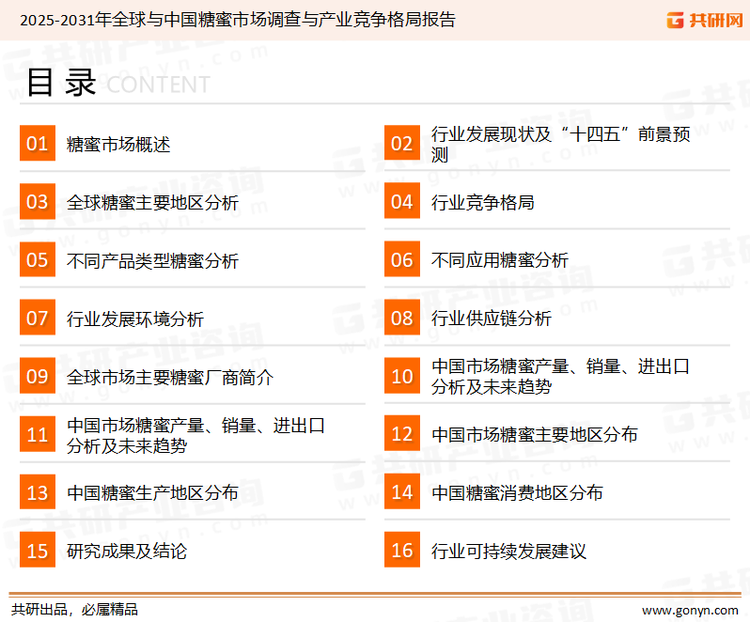 为确保糖蜜行业数据精准性以及内容的可参考价值，共研产业研究院团队通过上市公司年报、厂家调研、经销商座谈、专家验证等多渠道开展数据采集工作，并运用共研自主建立的产业分析模型，结合市场、行业和厂商进行深度剖析，能够反映当前市场现状、热点、动态及未来趋势，使从业者能够从多种维度、多个侧面综合了解当前糖蜜行业的发展态势。