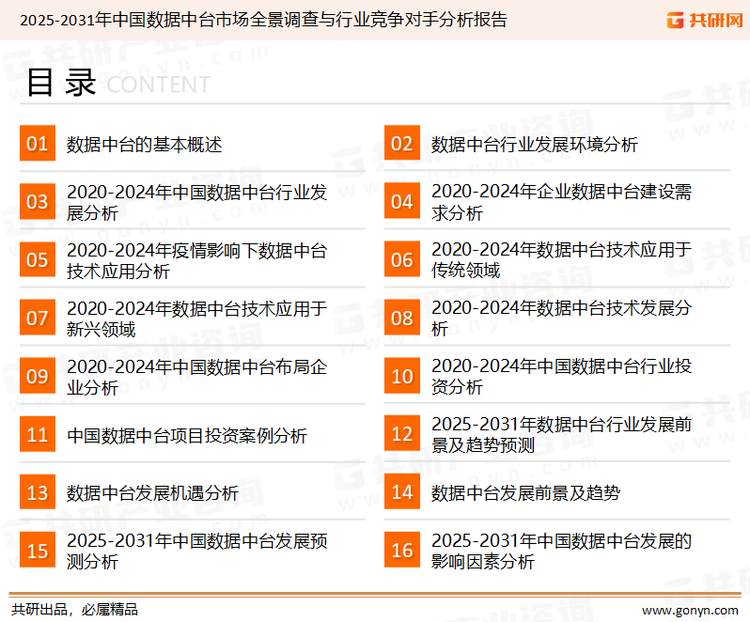 为确保数据中台行业数据精准性以及内容的可参考价值，共研产业研究院团队通过上市公司年报、厂家调研、经销商座谈、专家验证等多渠道开展数据采集工作，并运用共研自主建立的产业分析模型，结合市场、行业和厂商进行深度剖析，能够反映当前市场现状、热点、动态及未来趋势，使从业者能够从多种维度、多个侧面综合了解当前数据中台行业的发展态势。