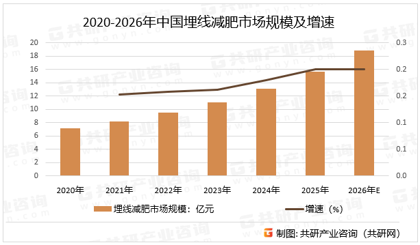 2020-2026年中国埋线减肥市场规模及增速