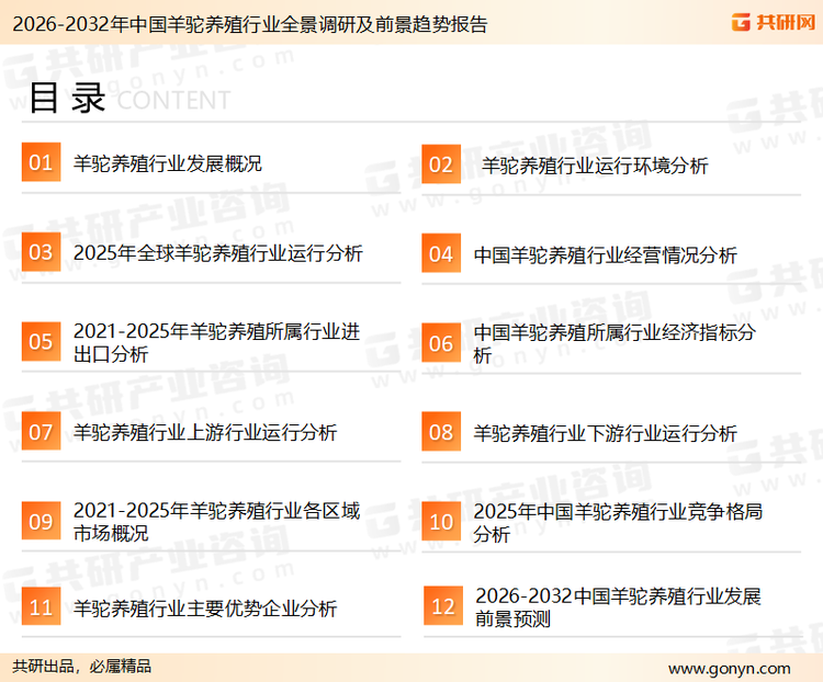 为确保羊驼养殖行业数据精准性以及内容的可参考价值,共研产业研究院团队通过上市公司年报、厂家调研、经销商座谈、专家验证等多渠道开展数据采集工作,并运用共研自主建立的产业分析模型,结合市场、行业和厂商进行深度剖析,能够反映当前市场现状、热点、动态及未来趋势,使从业者能够从多种维度、多个侧面综合了解当前羊驼养殖行业的发展态势。