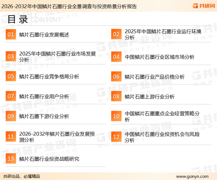 为确保鳞片石墨行业数据精准性以及内容的可参考价值,共研产业研究院团队通过上市公司年报、厂家调研、经销商座谈、专家验证等多渠道开展数据采集工作,并运用共研自主建立的产业分析模型,结合市场、行业和厂商进行深度剖析,能够反映当前市场现状、热点、动态及未来趋势,使从业者能够从多种维度、多个侧面综合了解当前鳞片石墨行业的发展态势。