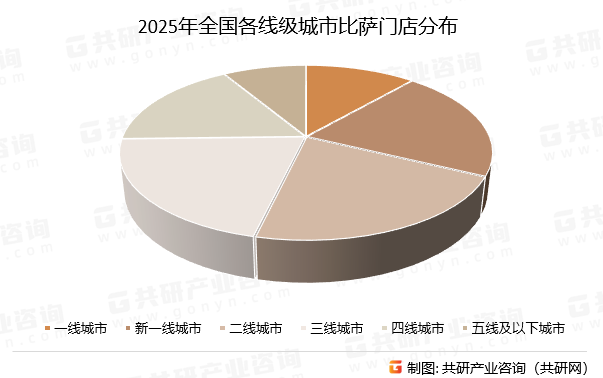 2025年全国各线级城市比萨门店分布