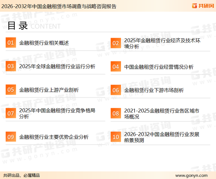 为确保金融租赁行业数据精准性以及内容的可参考价值，共研产业研究院团队通过上市公司年报、厂家调研、经销商座谈、专家验证等多渠道开展数据采集工作，并运用共研自主建立的产业分析模型，结合市场、行业和厂商进行深度剖析，能够反映当前市场现状、热点、动态及未来趋势，使从业者能够从多种维度、多个侧面综合了解当前金融租赁行业的发展态势。