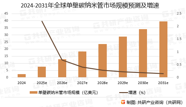 2024-2031年全球单壁碳纳米管市场规模预测及增速