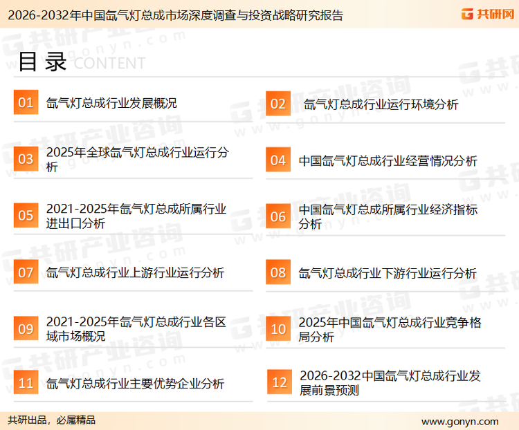 为确保氙气灯总成行业数据精准性以及内容的可参考价值，共研产业研究院团队通过上市公司年报、厂家调研、经销商座谈、专家验证等多渠道开展数据采集工作，并运用共研自主建立的产业分析模型，结合市场、行业和厂商进行深度剖析，能够反映当前市场现状、热点、动态及未来趋势，使从业者能够从多种维度、多个侧面综合了解当前氙气灯总成行业的发展态势。