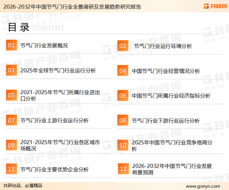 为确保节气门行业数据精准性以及内容的可参考价值，共研产业研究院团队通过上市公司年报、厂家调研、经销商座谈、专家验证等多渠道开展数据采集工作，并运用共研自主建立的产业分析模型，结合市场、行业和厂商进行深度剖析，能够反映当前市场现状、热点、动态及未来趋势，使从业者能够从多种维度、多个侧面综合了解当前节气门行业的发展态势。