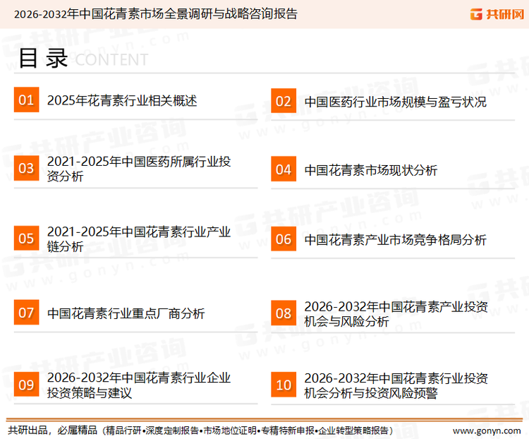 为确保花青素行业数据精准性以及内容的可参考价值，共研产业研究院团队通过上市公司年报、厂家调研、经销商座谈、专家验证等多渠道开展数据采集工作，并运用共研自主建立的产业分析模型，结合市场、行业和厂商进行深度剖析，能够反映当前市场现状、热点、动态及未来趋势，使从业者能够从多种维度、多个侧面综合了解当前花青素行业的发展态势。