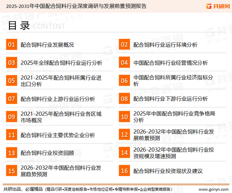 为确保配合饲料行业数据精准性以及内容的可参考价值，共研产业研究院团队通过上市公司年报、厂家调研、经销商座谈、专家验证等多渠道开展数据采集工作，并运用共研自主建立的产业分析模型，结合市场、行业和厂商进行深度剖析，能够反映当前市场现状、热点、动态及未来趋势，使从业者能够从多种维度、多个侧面综合了解当前配合饲料行业的发展态势。