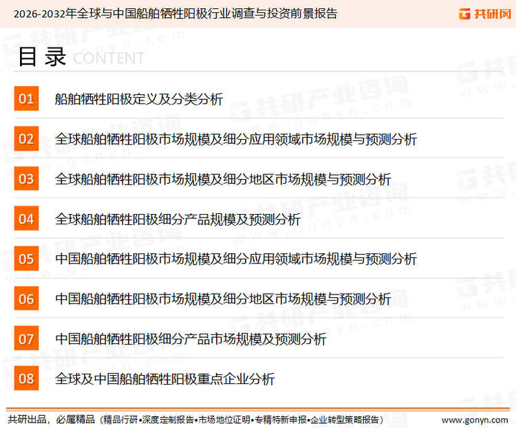 为确保船舶牺牲阳极行业数据精准性以及内容的可参考价值，共研产业研究院团队通过上市公司年报、厂家调研、经销商座谈、专家验证等多渠道开展数据采集工作，并运用共研自主建立的产业分析模型，结合市场、行业和厂商进行深度剖析，能够反映当前市场现状、热点、动态及未来趋势，使从业者能够从多种维度、多个侧面综合了解当前船舶牺牲阳极行业的发展态势。