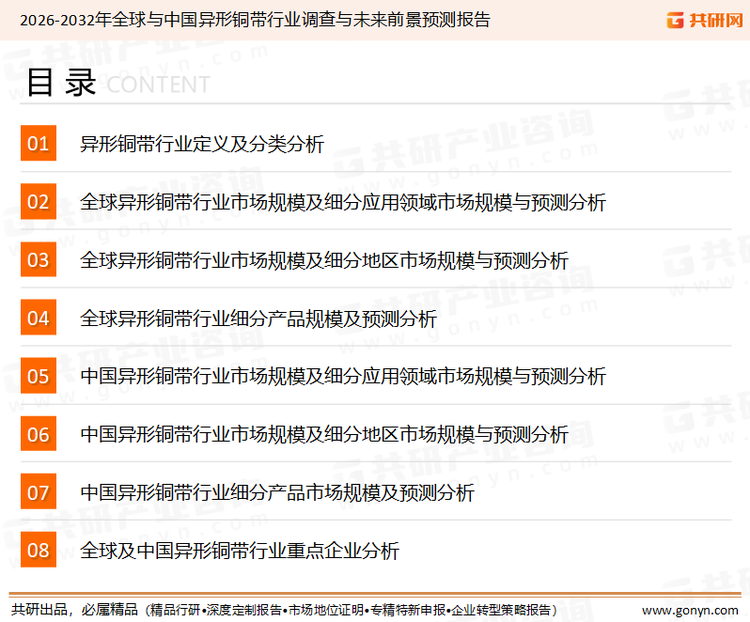 为确保异形铜带行业数据精准性以及内容的可参考价值，共研产业研究院团队通过上市公司年报、厂家调研、经销商座谈、专家验证等多渠道开展数据采集工作，并运用共研自主建立的产业分析模型，结合市场、行业和厂商进行深度剖析，能够反映当前市场现状、热点、动态及未来趋势，使从业者能够从多种维度、多个侧面综合了解当前异形铜带行业的发展态势。