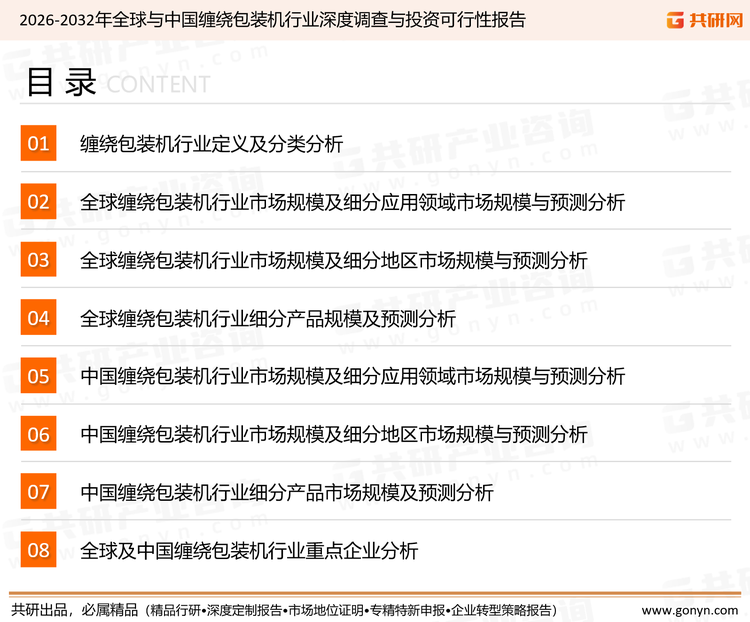 为确保缠绕包装机行业数据精准性以及内容的可参考价值，共研产业研究院团队通过上市公司年报、厂家调研、经销商座谈、专家验证等多渠道开展数据采集工作，并运用共研自主建立的产业分析模型，结合市场、行业和厂商进行深度剖析，能够反映当前市场现状、热点、动态及未来趋势，使从业者能够从多种维度、多个侧面综合了解当前缠绕包装机行业的发展态势。
