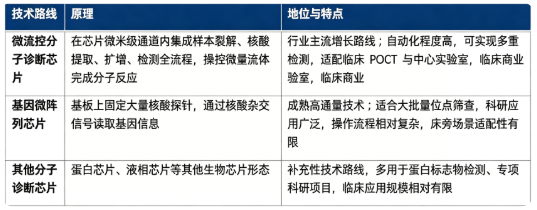 四、技术路线：微流控分子诊断芯片、基因微阵列芯片、其他分子诊断芯片
