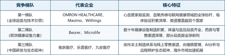 全球智能家用健康监测设备市场竞争梯队