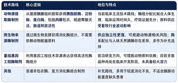 四、技术路线：动物源提取肠溶制剂、微生物源制剂、重组基因工程制剂及其他