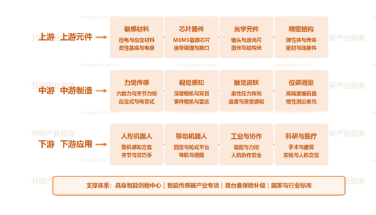中国具身传感器行业产业链示意图