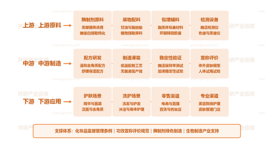 中国酶基化妆品产业链示意图